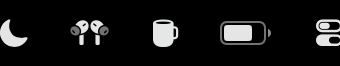 Filled Caffeine Toggle mug in the macOS menu bar beside system controls