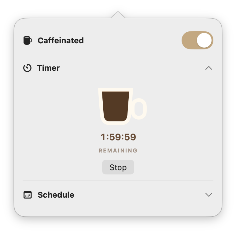 Running coffee-cup Timer